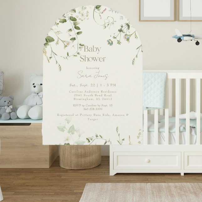 Cream Neutral Greenery Arch Baby Shower  Invitation (Creator Uploaded)