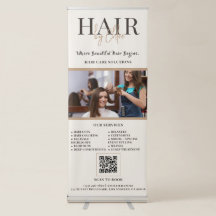 Cream Oatmeal Hair Salon Photo QR Scan to Book