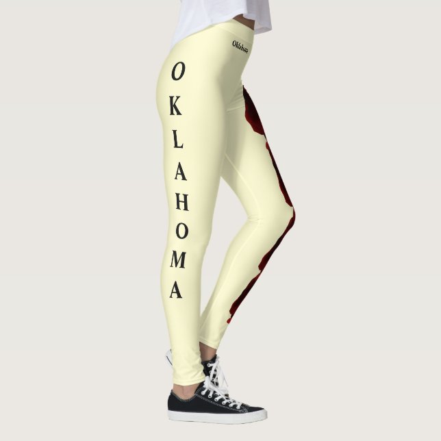 Cream Oklahoma State Oklahoma Rose Flower Leggings (Right)