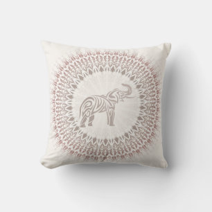 Cream Ombre Elephant Mandala Cushion
