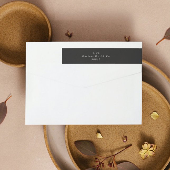 Cream on Charcoal Simple Plain Modern Elegant Wrap Around Label (Creator Uploaded)