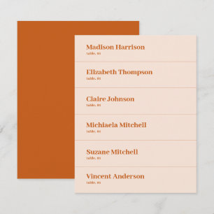 Cream Orange Retro Boho Wedding Place Card DIY