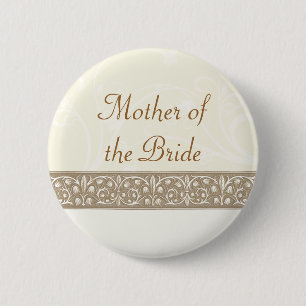 Cream Ornamental Frieze Bridal Party Button