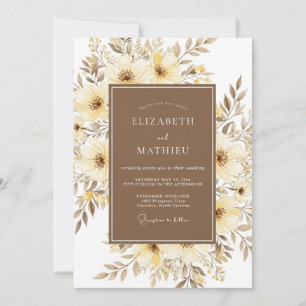 Cream Painterly Bloom Wedding Invitation