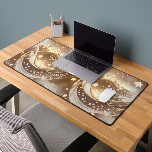 Cream Pale Gold Celestial Moon Glow Desk Mat (Office 2)
