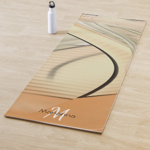 Cream Pastel Abstract Art Monogrammed Yoga Mat