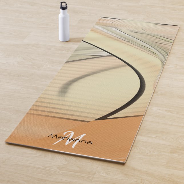 Cream Pastel Abstract Art Monogrammed Yoga Mat (In Situ)