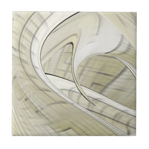 Cream Pastel Autumn Abstract Art Ceramic Tile