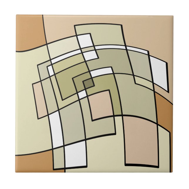 Cream Pastel Autumn Abstract Art Ceramic Tile (Front)