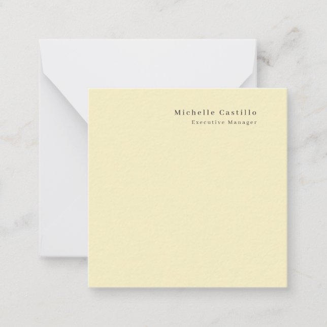 Cream Pastel Colour Minimalist Modern Plain Name Card (Front)