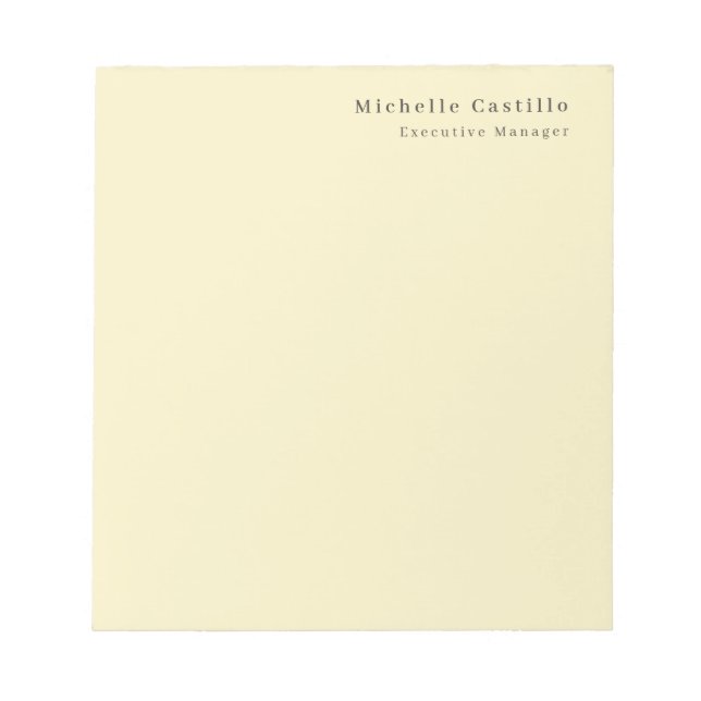 Cream Pastel Colour Minimalist Modern Plain Name Notepad (Front)