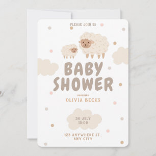 Cream Pastel Illustrative Baby Shower Invitation