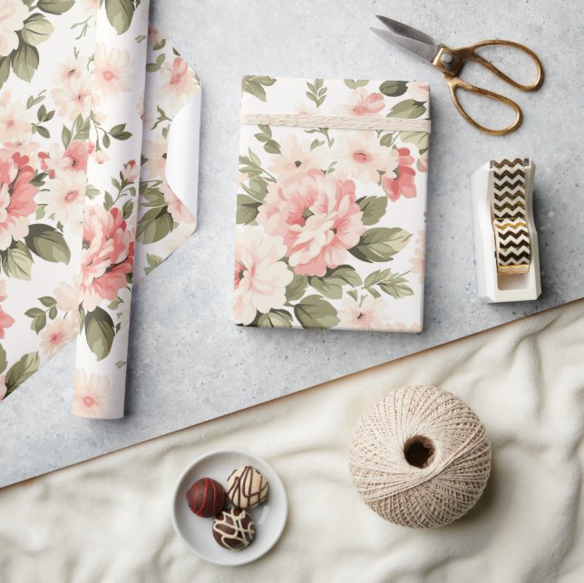 Cream pastel roses wrapping paper (Crafts)