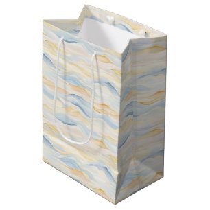Cream Peach Blue Waves Baby Shower Medium Gift Bag