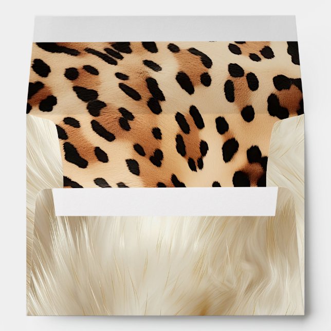 Cream Peach Leopard Animal Fur Envelope (Back (Bottom))