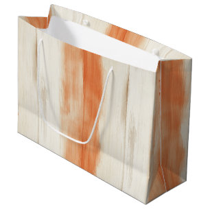 Cream Peach Orange Stripes Birthday Large Gift Bag