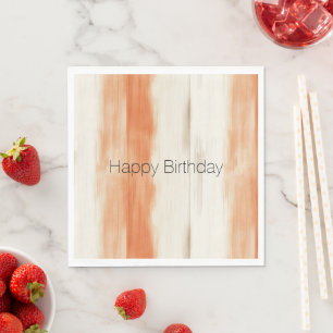 Cream Peach Orange Stripes Birthday Napkin