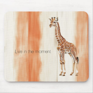 Cream Peach Orange Stripes Giraffe Safari Animal Mouse Pad