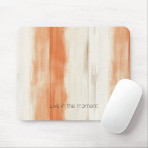 Cream Peach Orange Stripes Mouse Pad