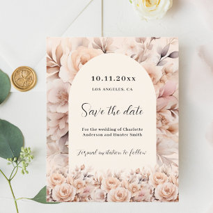 Cream peach roses arch wedding Save the Date card