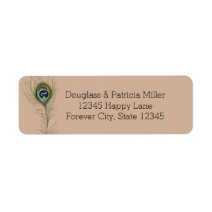 Cream Peacock Feather Return Address Label