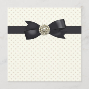 Cream Pearl Bow Black Tie Party and Event Invitation