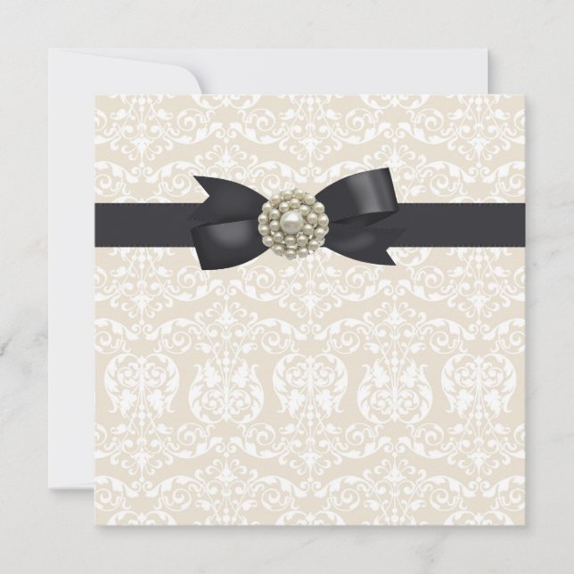Cream Pearl Bow Black Tie Party Event Template (Front)