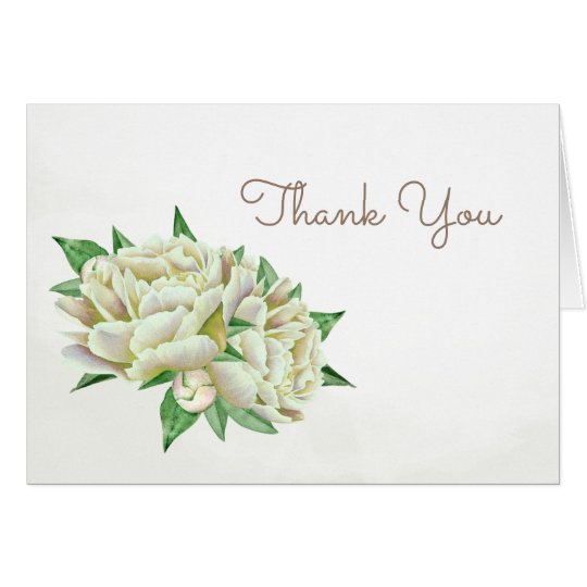 Cream Peony Thank You Card