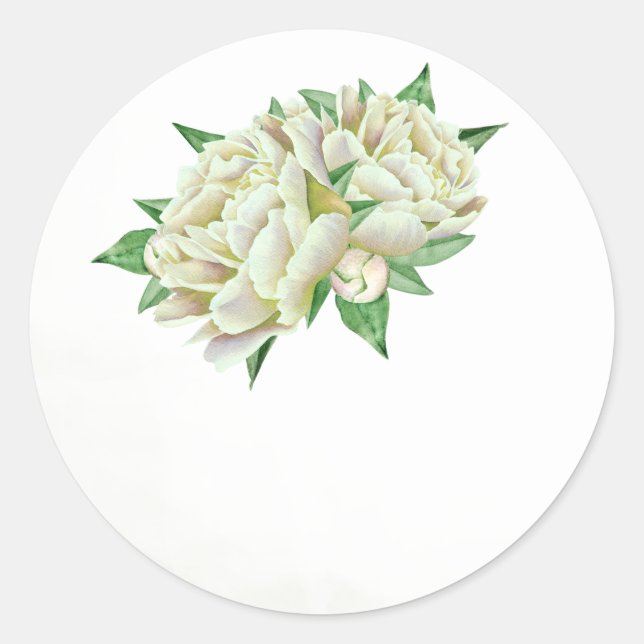 Cream Peony Wedding Favour Stickers (Front)
