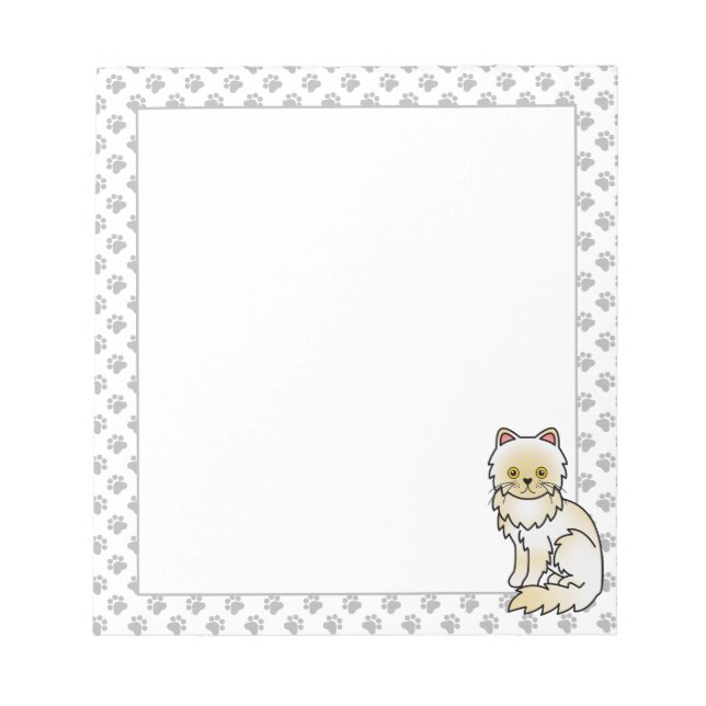 Cream Persian Cute Cartoon Cat Illustration Notepad (Front)