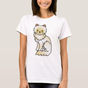 Cream Persian Cute Cartoon Cat Illustration T-Shirt
