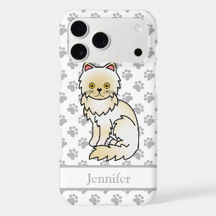 Cream Persian Cute Cartoon Cat & Name