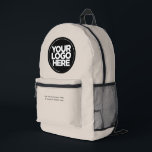 Cream | Personalised Corporate Logo and Text Printed Backpack<br><div class="desc">Classic Cream Colour | Personalised Corporate Logo and Text Modern Business Printed Backpack</div>