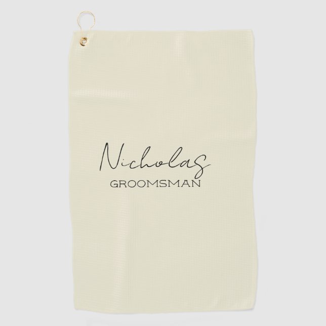 Cream Personalised Groomsman Golf Towel (Front)