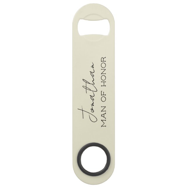 Cream Personalised Man of Honour Bottle Opener  (Front)