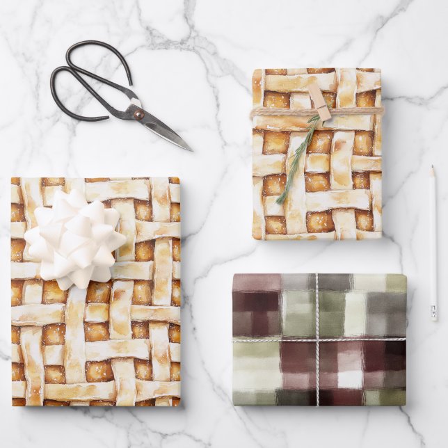 Cream Pie Crust Birthday Wrapping Paper Sheet (Front)