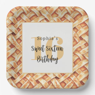 Cream Pie Crust Sweet 16 Birthday (or any year) Paper Plate