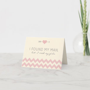 Cream & Pink Chevron Flower Girl Request Card