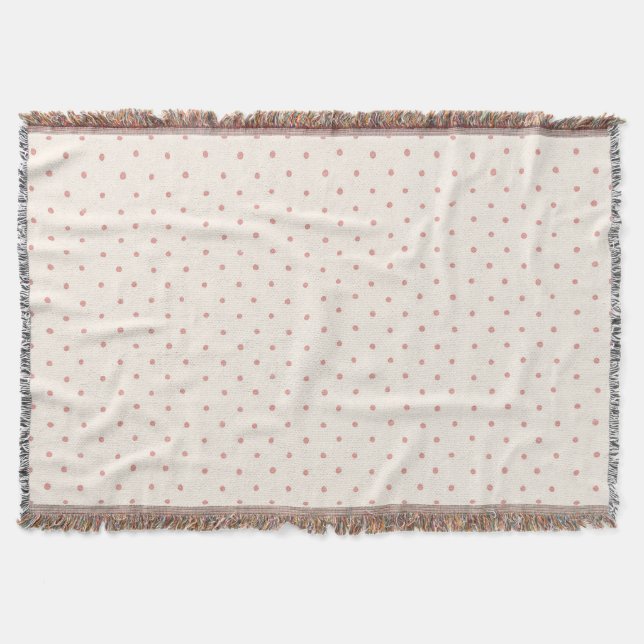 Cream Pink Dots Whimsical  Throw Blanket (Front)