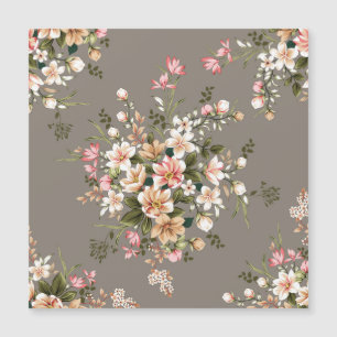 Cream, pink flowers on grey.