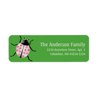 Cream & Pink Ladybug Cute Address Labels