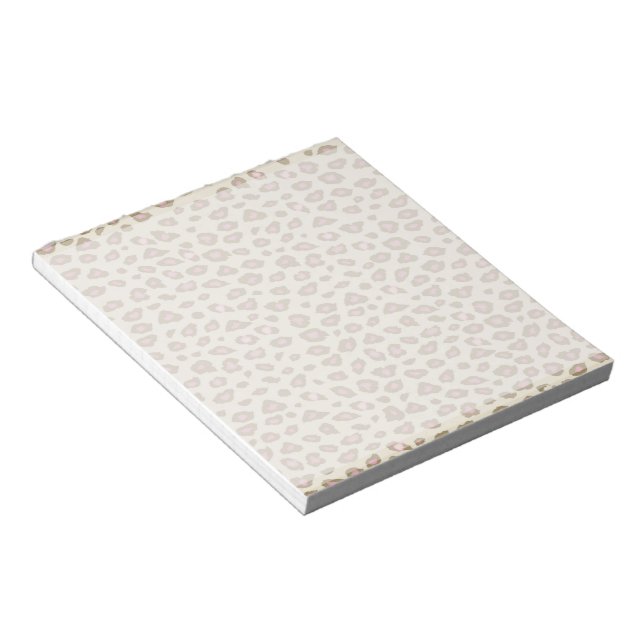 Cream Pink Leopard Print Notepad (Angled)