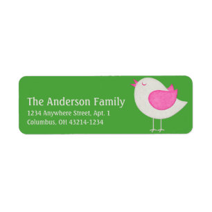 Cream & Pink Little Birdie 3 Chic Address Labels