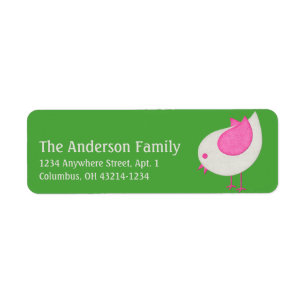 Cream & Pink Little Birdie 4 Chic Address Labels