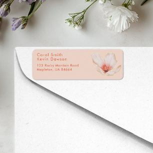 Cream pink with orange text return address label