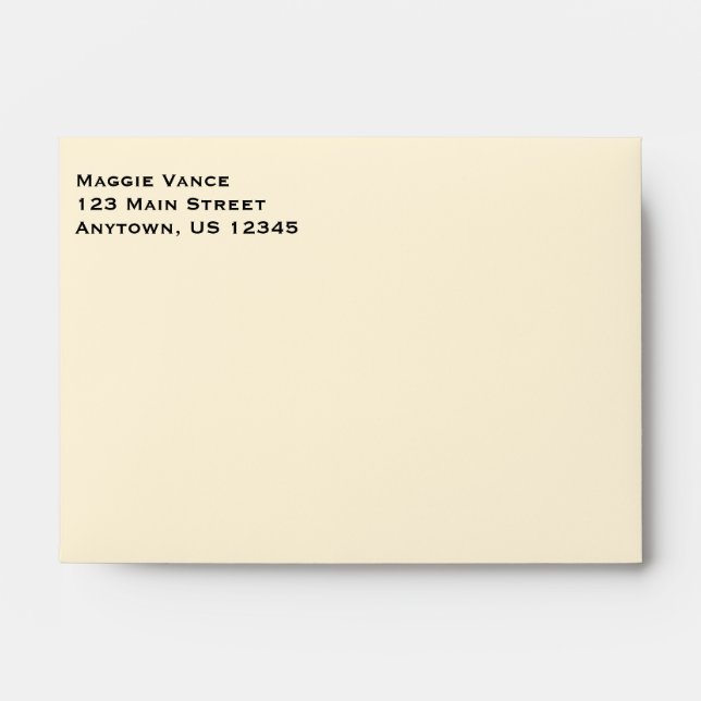 Cream Plain Simple A6 4x6 Return Address Envelopes (Front)