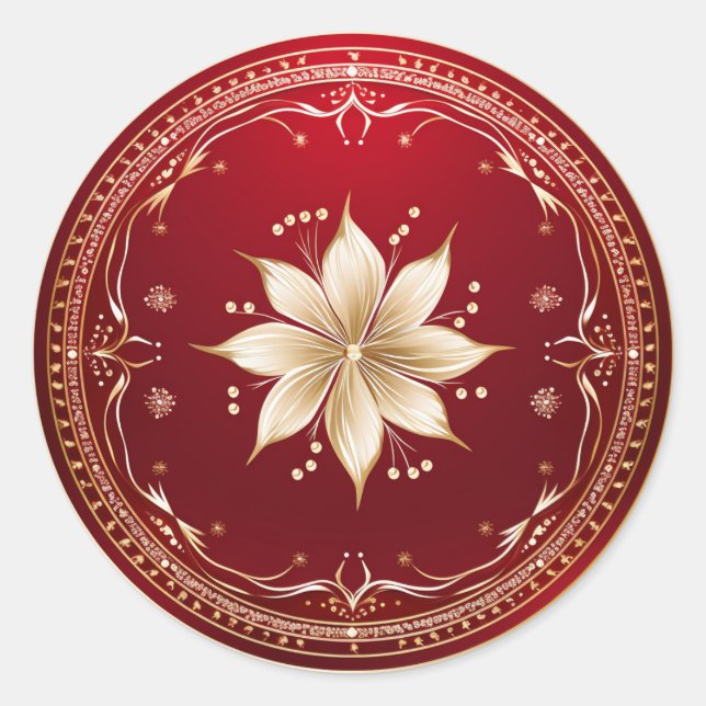 Cream Poinsettia Seasonal Splendour  Classic Round Sticker (Front)