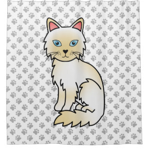 Cream Point Birman / Ragdoll Cat & Paws Shower Curtain