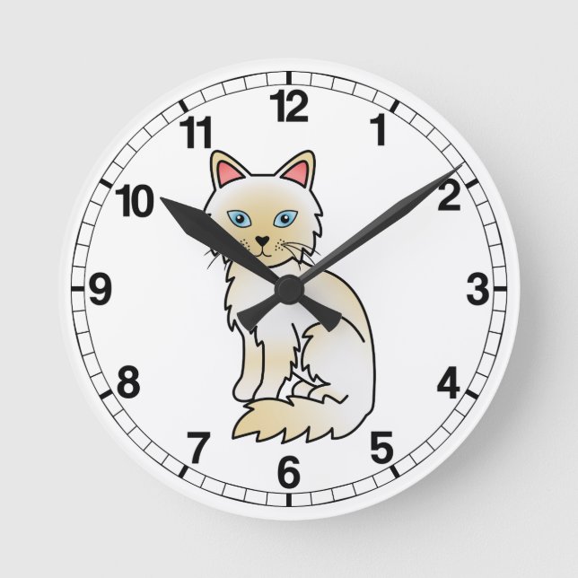 Cream Point Birman / Ragdoll Cat Round Clock (Front)
