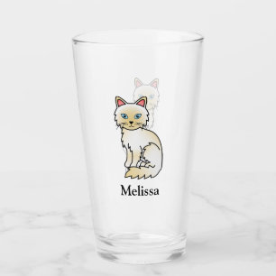 Cream Point Birman / Ragdoll Cute Cat & Name Glass